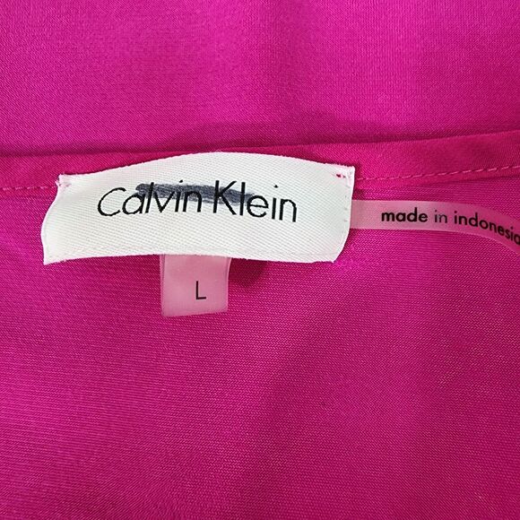 Calvin Klein Women Top Large Pink Sleeveless Blouse Side Tie Peplum Stretch Tank - Picture 7 of 10